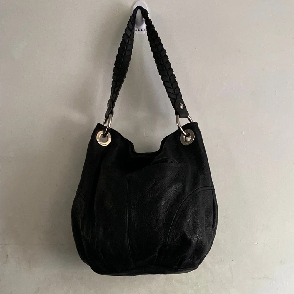 B Malcowsky black leather hobo bag